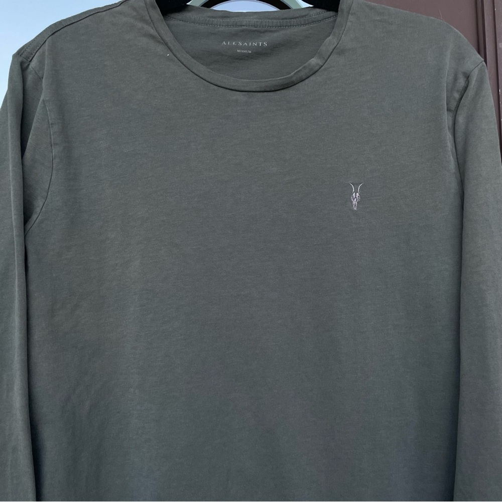 All Saints Dark Green Long Sleeve Tee